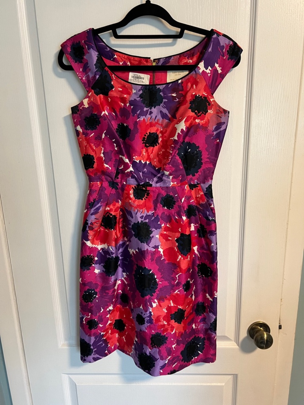 kate spade Pink, Purple & Black Floral Midi Dress